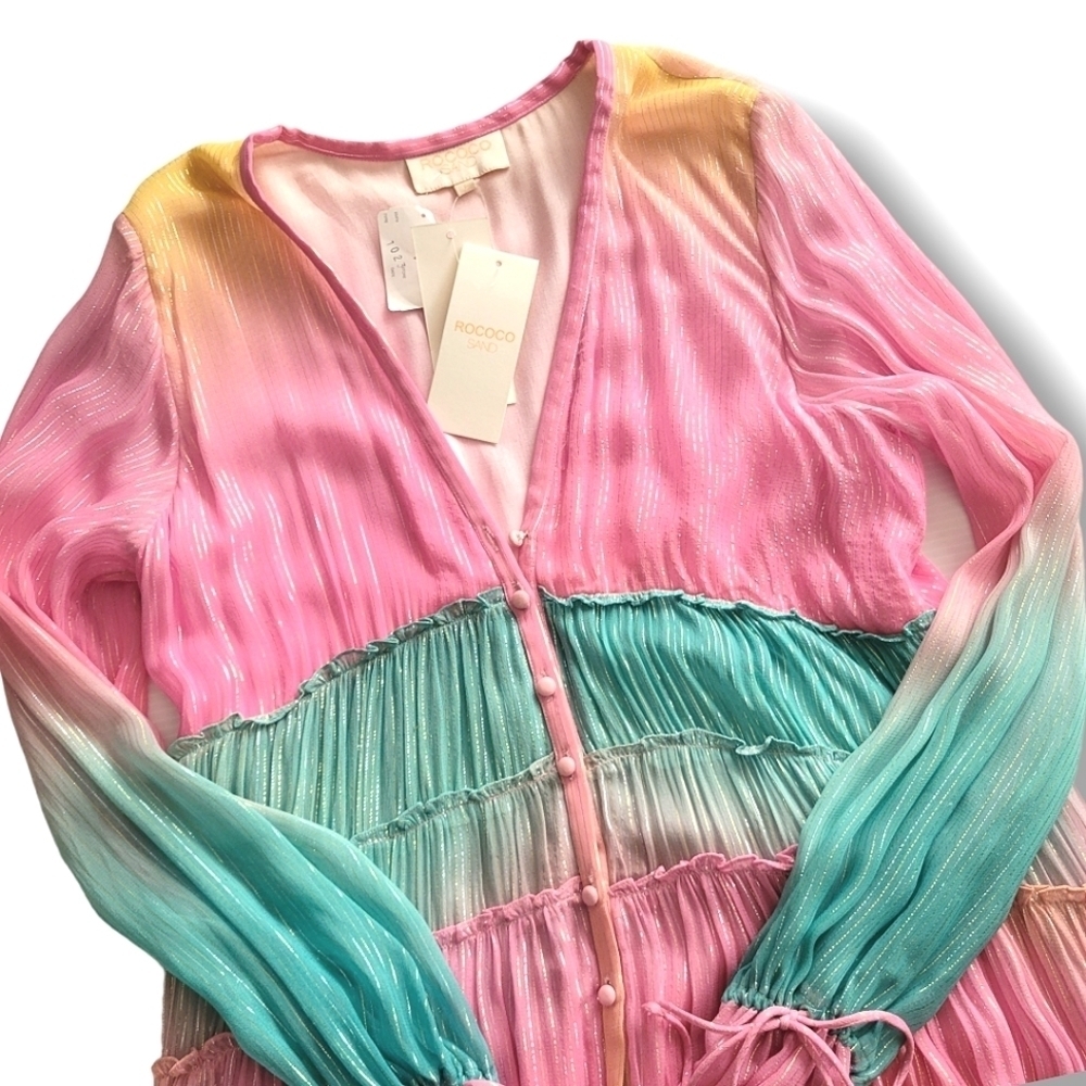 ROCOCO SAND Maxi Dress Summer Sequin Pastel High-Low Dress Ombre Bloggers Fave - Picture 11 of 16